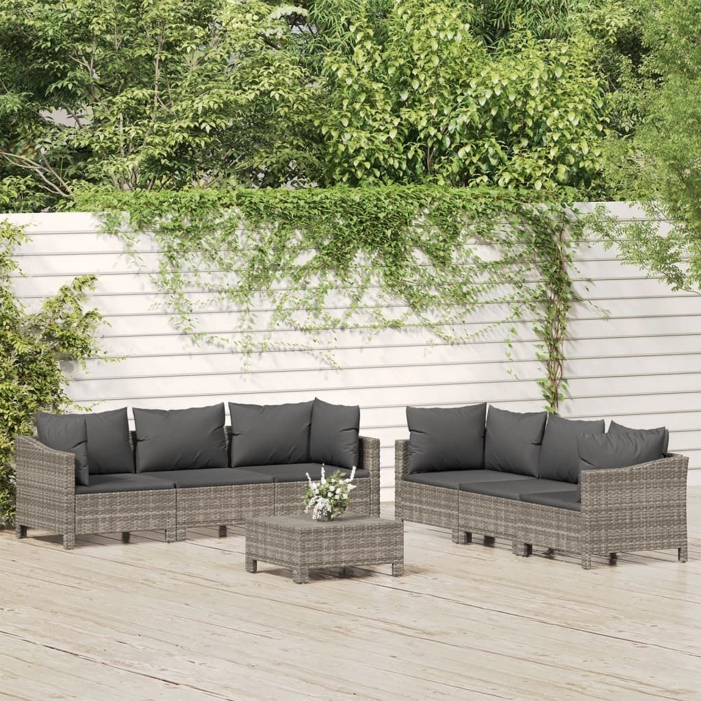 Garden Lounge Set with Cushions Grey Poly Rattan Price