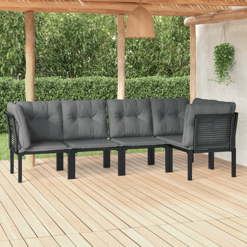 Garden Lounge Set Black and Grey Poly Rattan Price