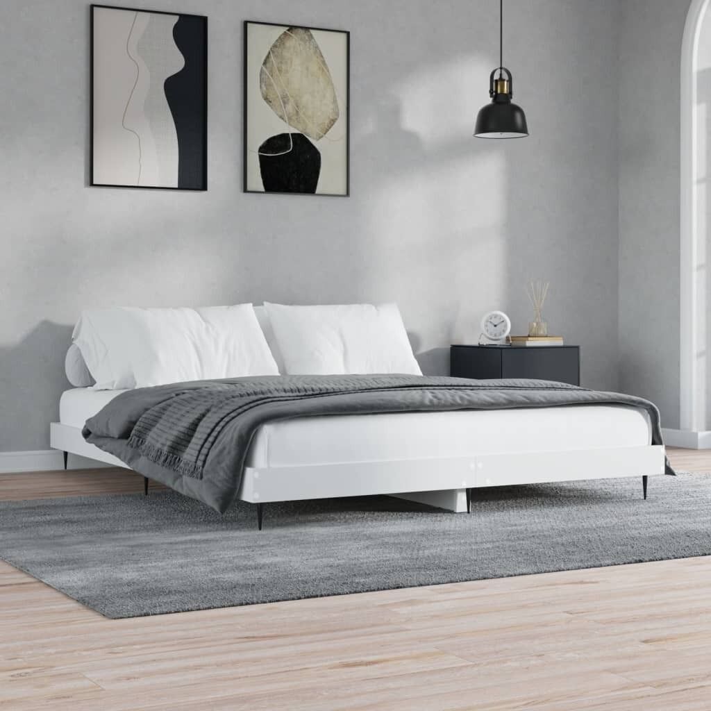 Bed Frame without Mattress White 150x200 cm Engineered Wood Price
