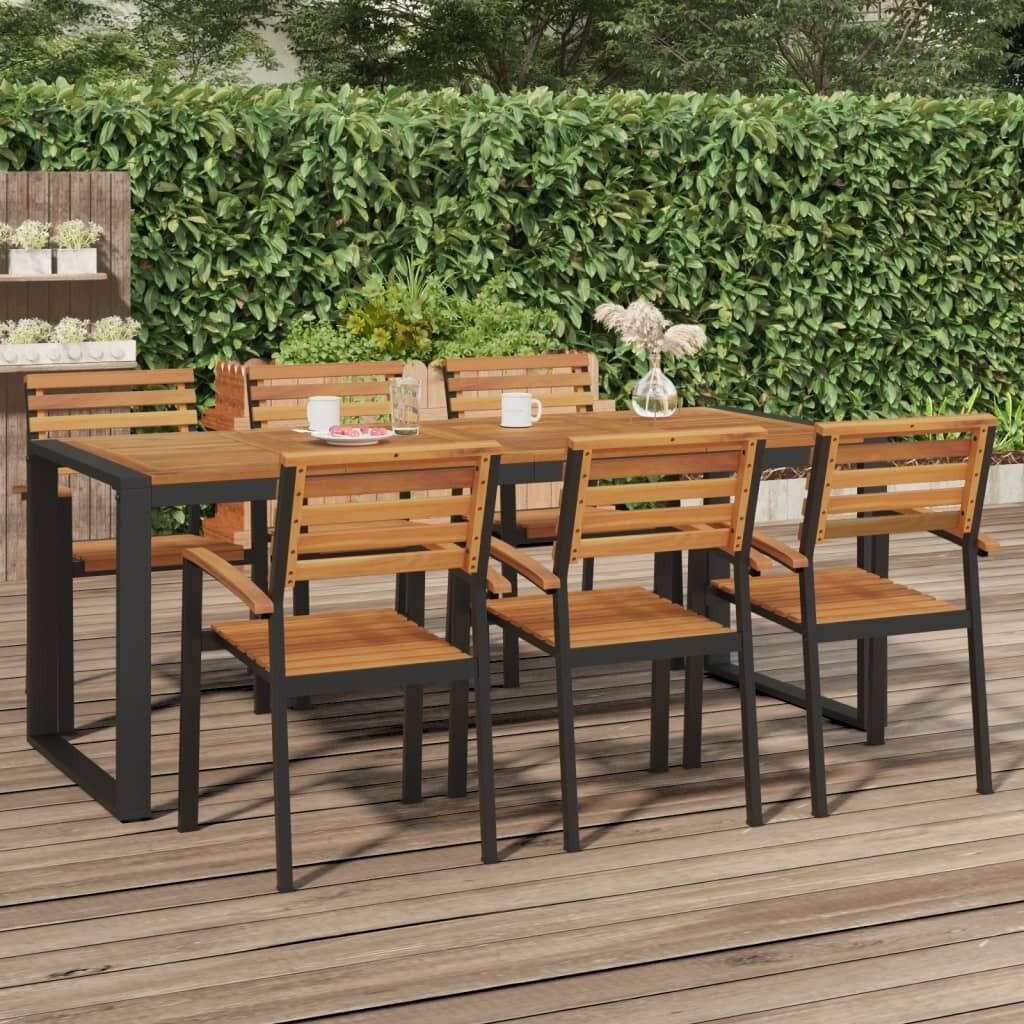Garden Table with U-shaped Legs Solid Wood Acacia Price
