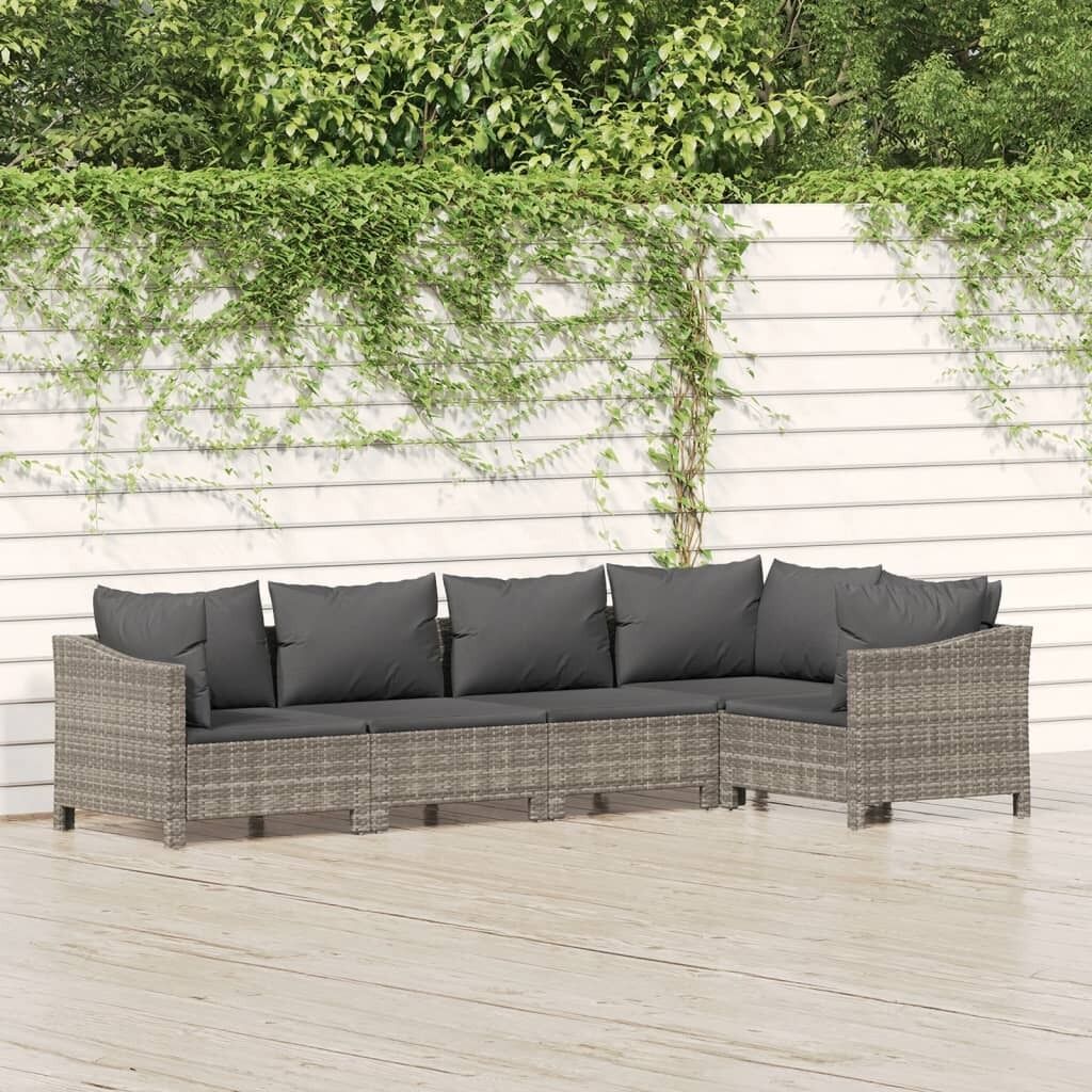 Garden Lounge Set with Cushions Grey Poly Rattan Price