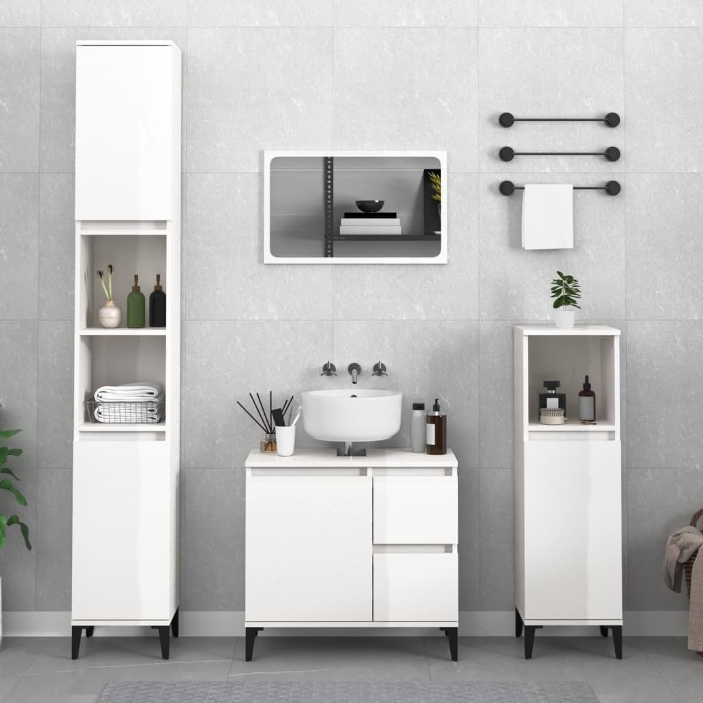 3 Piece Bathroom Cabinet Set Engineered Wood Price
