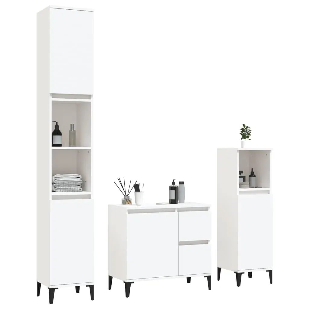 3 Piece Bathroom Cabinet Set Engineered Wood Price