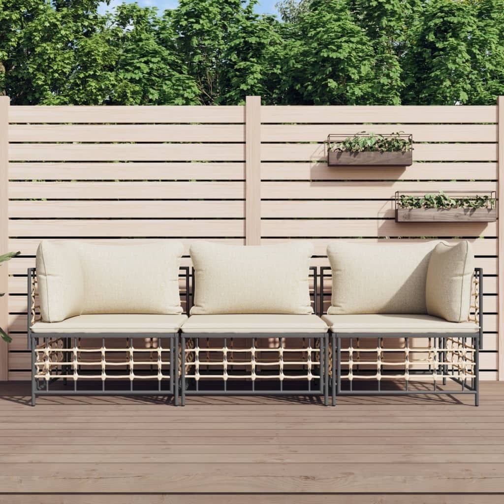 Garden Lounge Set with Cushions Anthracite Poly Rattan Price