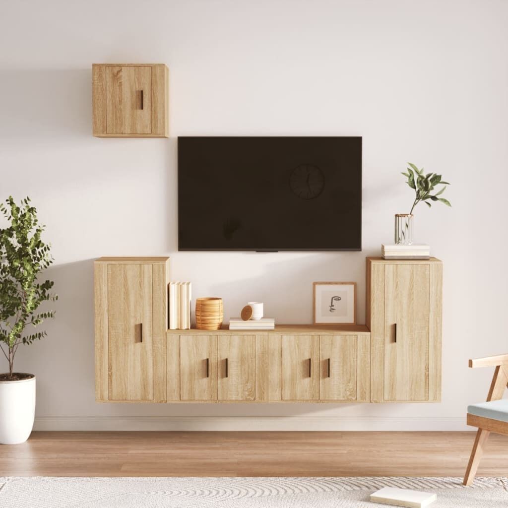 5 Piece TV Cabinet Set Engineered Wood Price