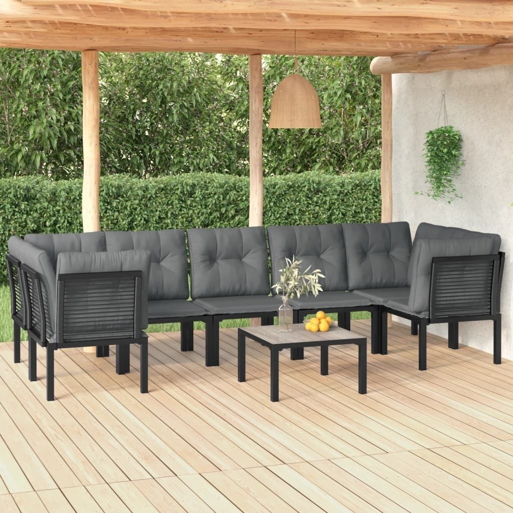 Garden Lounge Set Black and Grey Poly Rattan Price