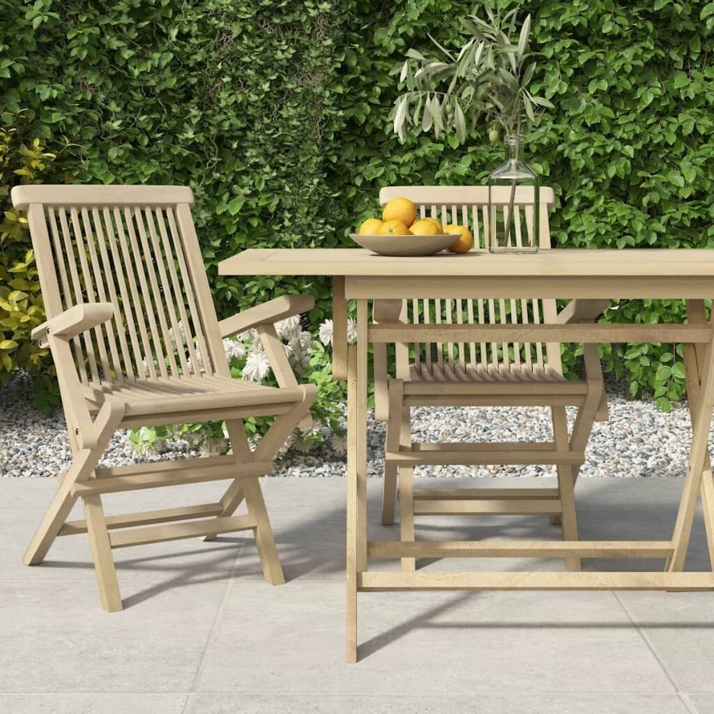 Folding Garden Chairs Grey 56x61x89 cm Solid Wood Teak Price