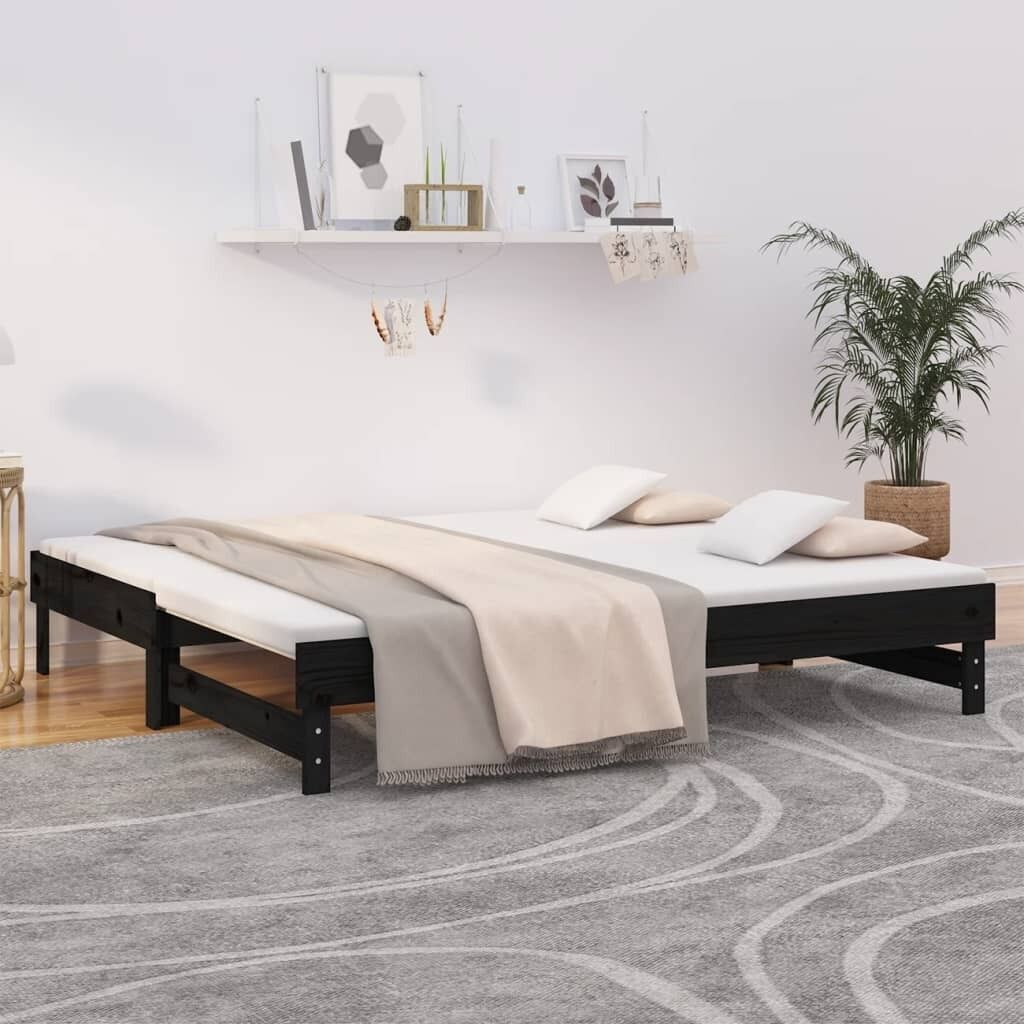 Pull-out Day Bed without Mattress 2x(90x190) cm Solid Wood Pine Price