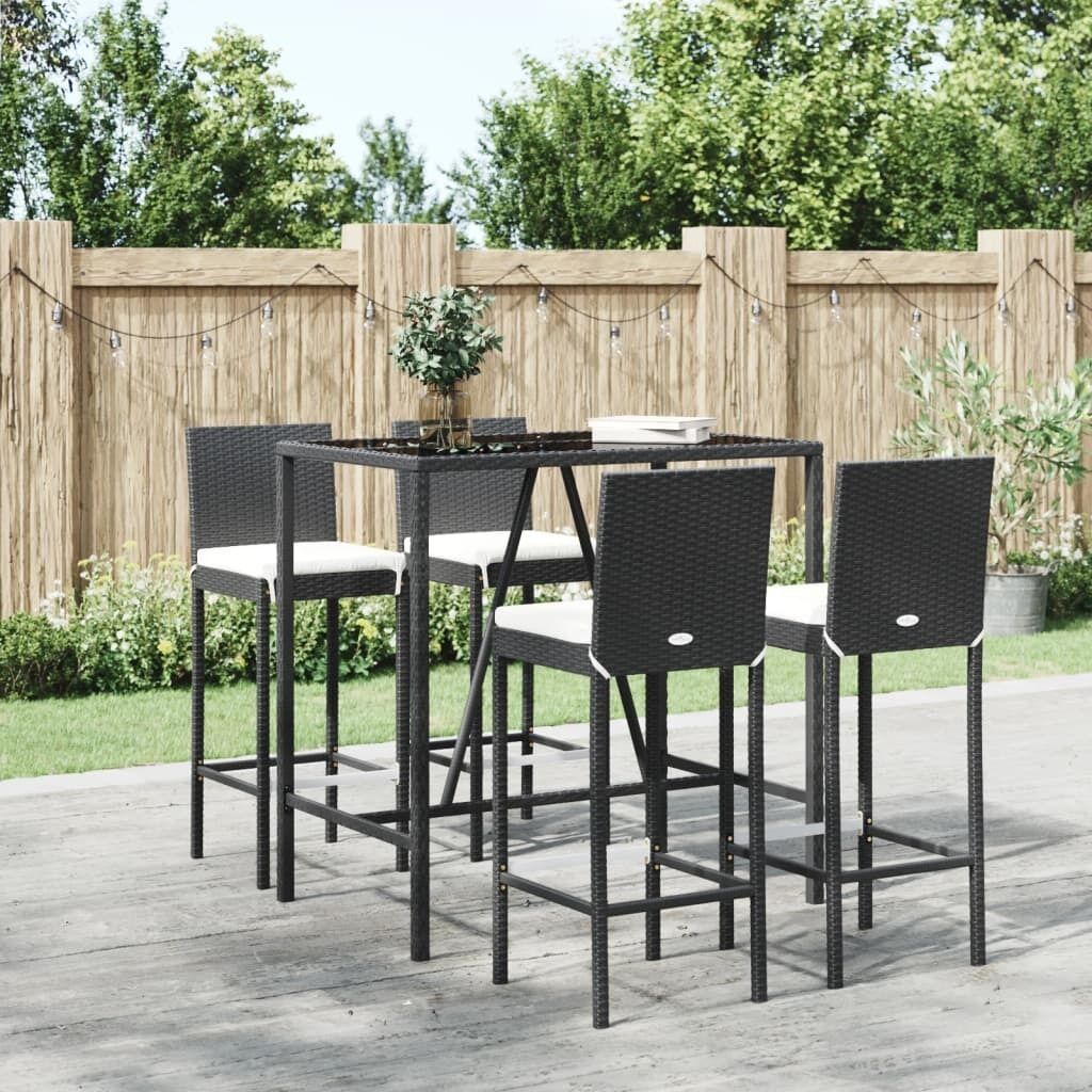 Outdoor Bar Set with Cushions Poly Rattan Price