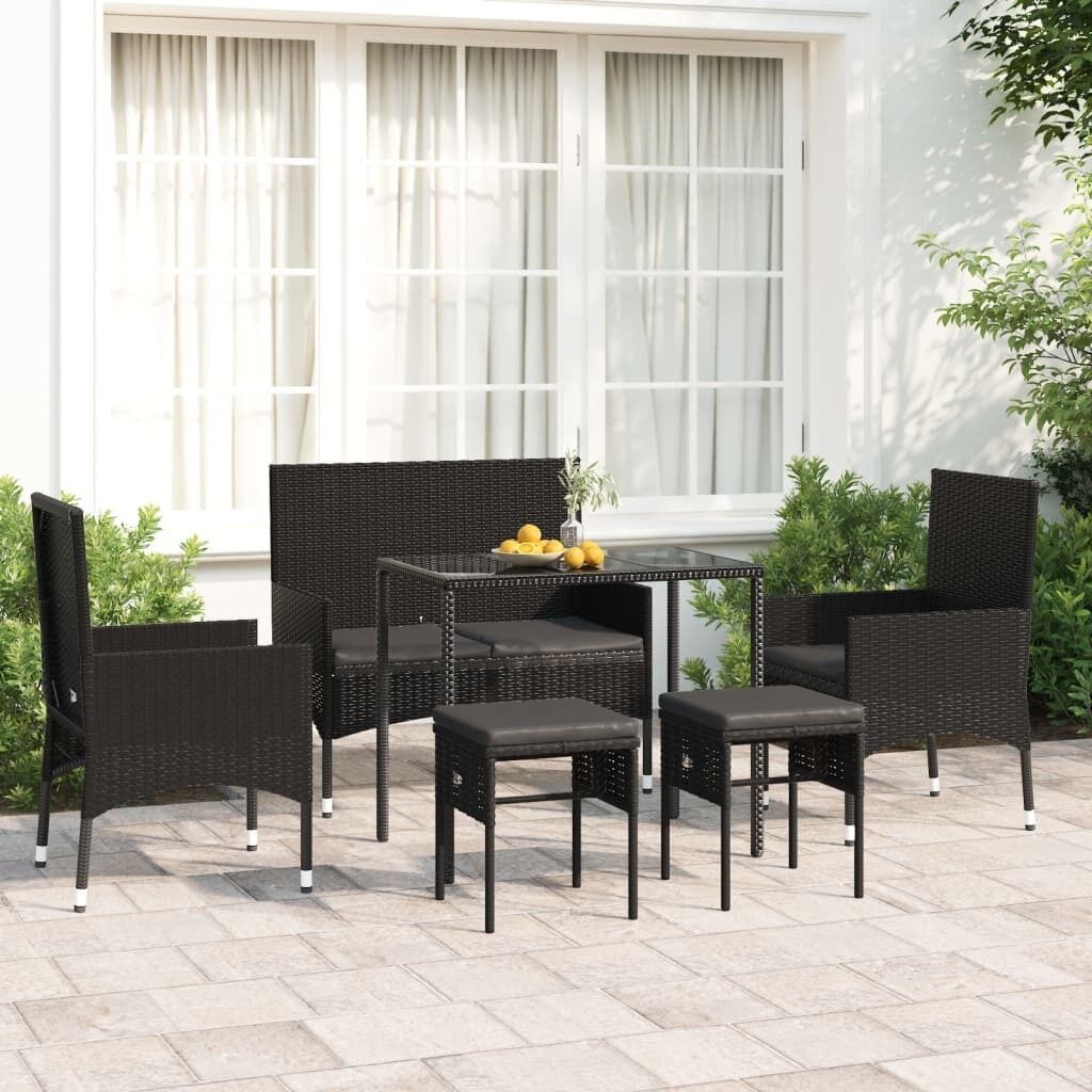 6 Piece Garden Lounge Set with Cushions Poly Rattan Price