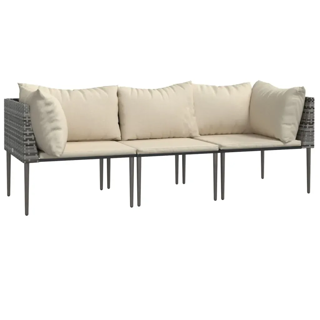 Garden Lounge Set with Cushions Grey Poly Rattan Price