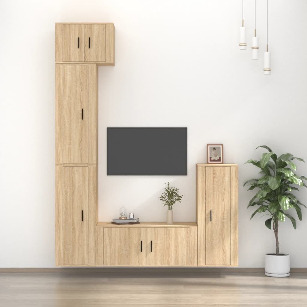 5 Piece TV Cabinet Set Engineered Wood Price