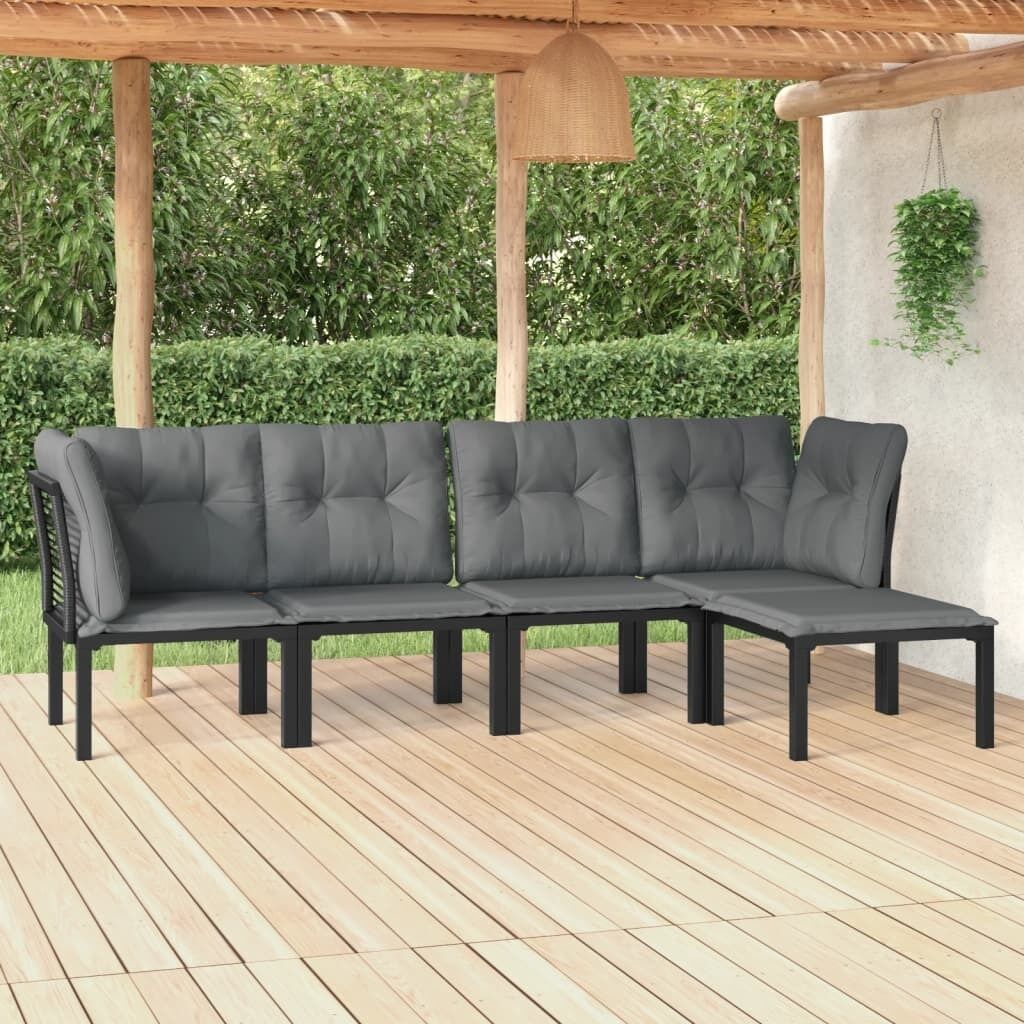 Garden Lounge Set Black and Grey Poly Rattan Price