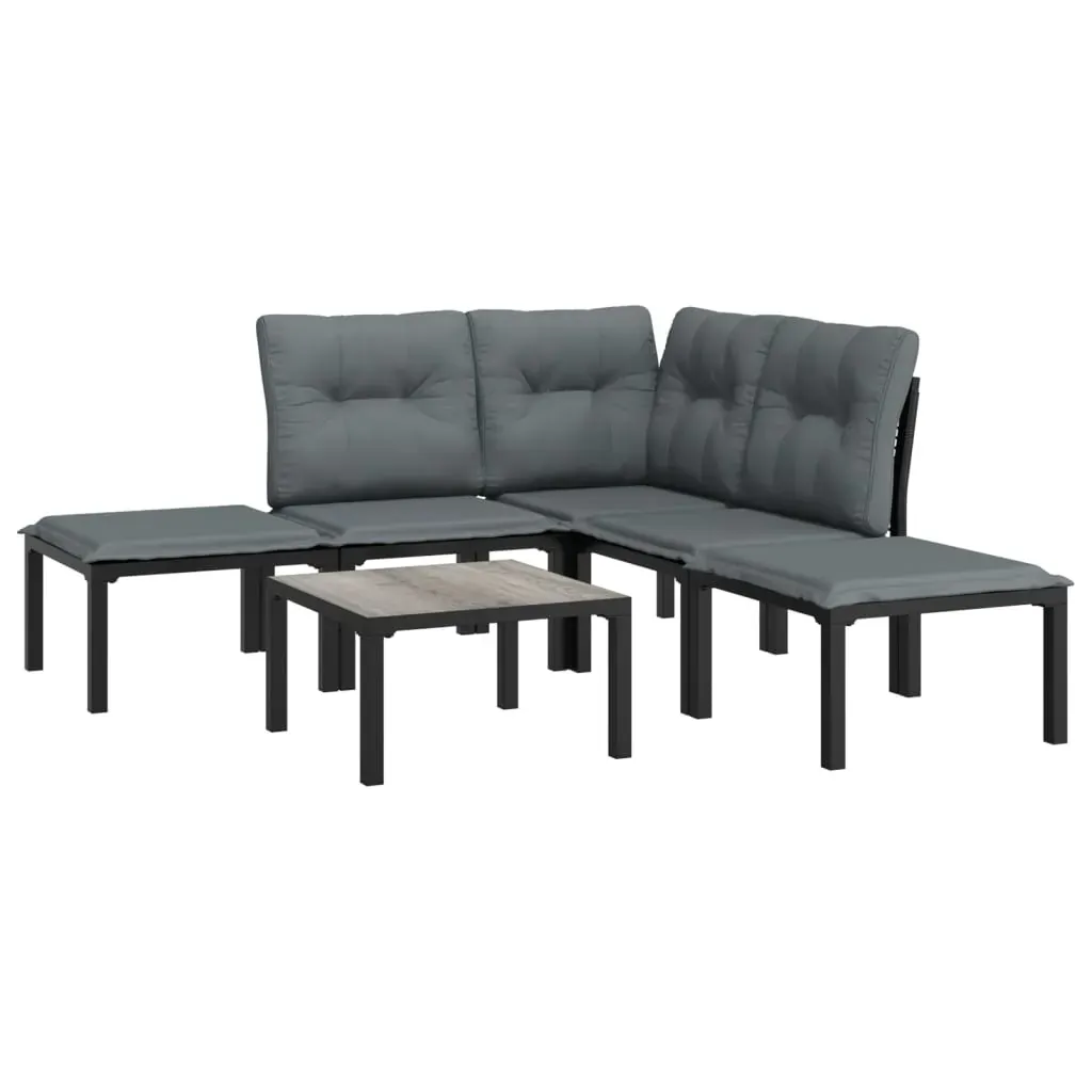 Garden Lounge Set Black and Grey Poly Rattan Price
