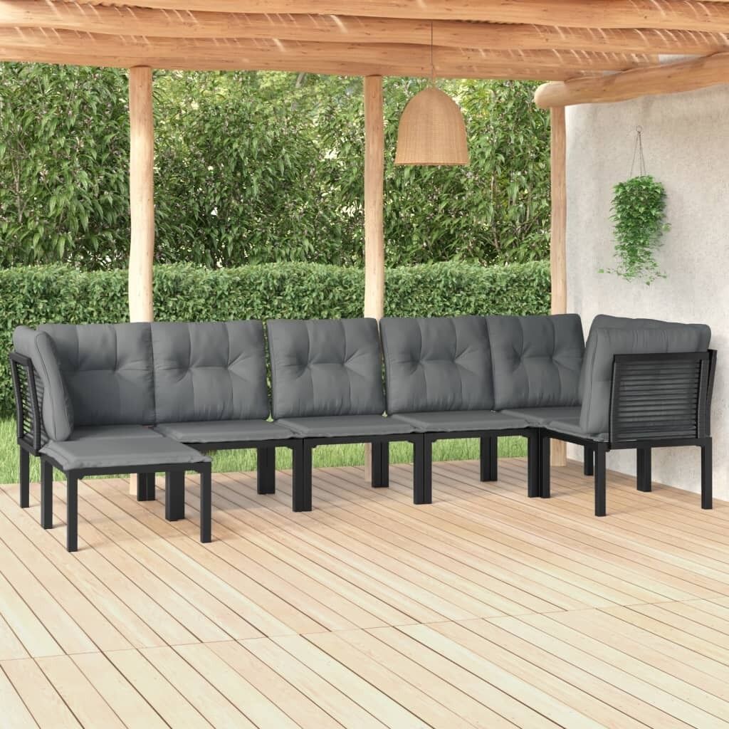 Garden Lounge Set Black and Grey Poly Rattan Price