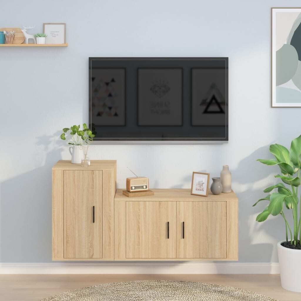 2 Piece TV Cabinet Set Engineered Wood Price