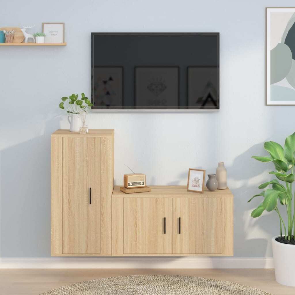 2 Piece TV Cabinet Set Engineered Wood Price