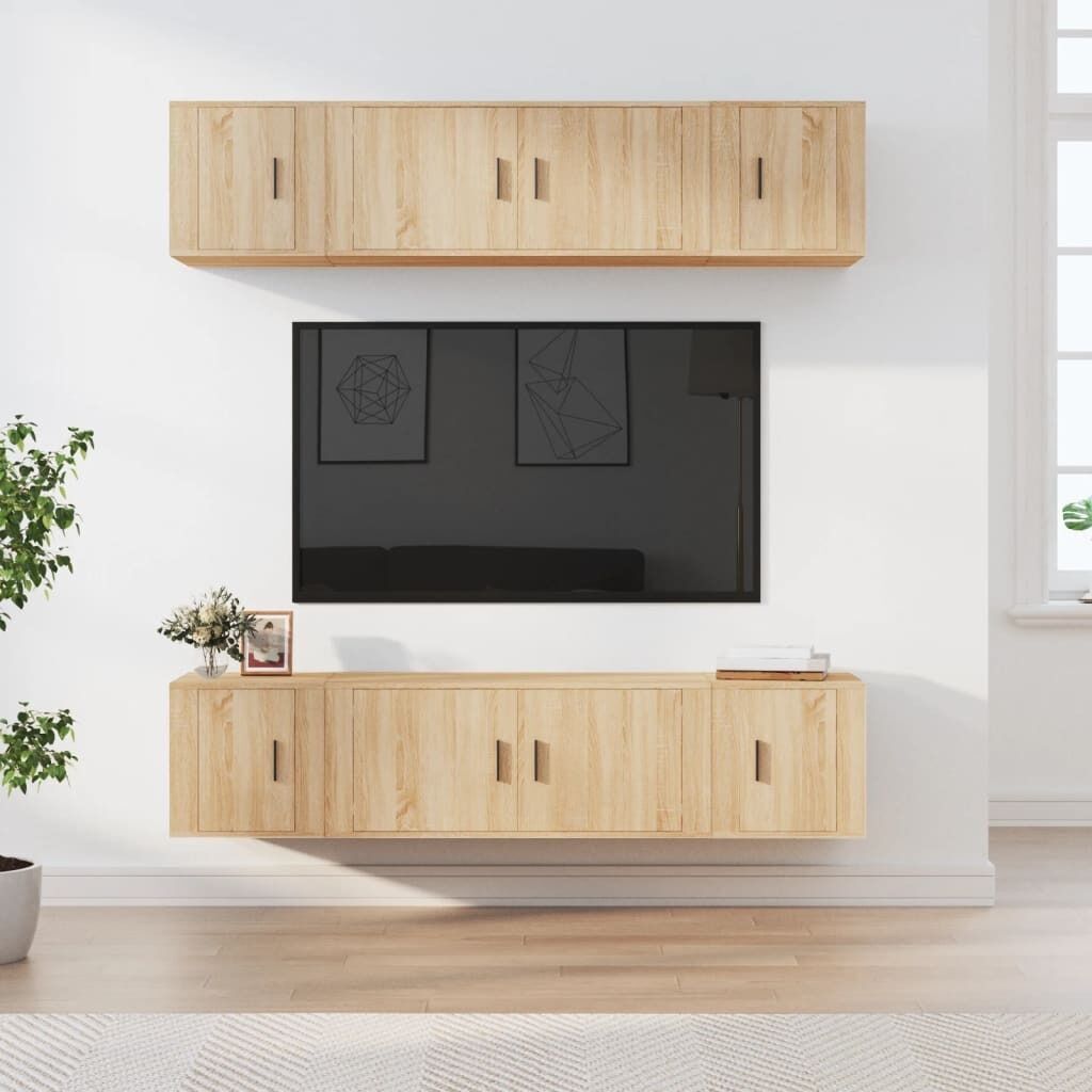 6 Piece TV Cabinet Set Engineered Wood Price