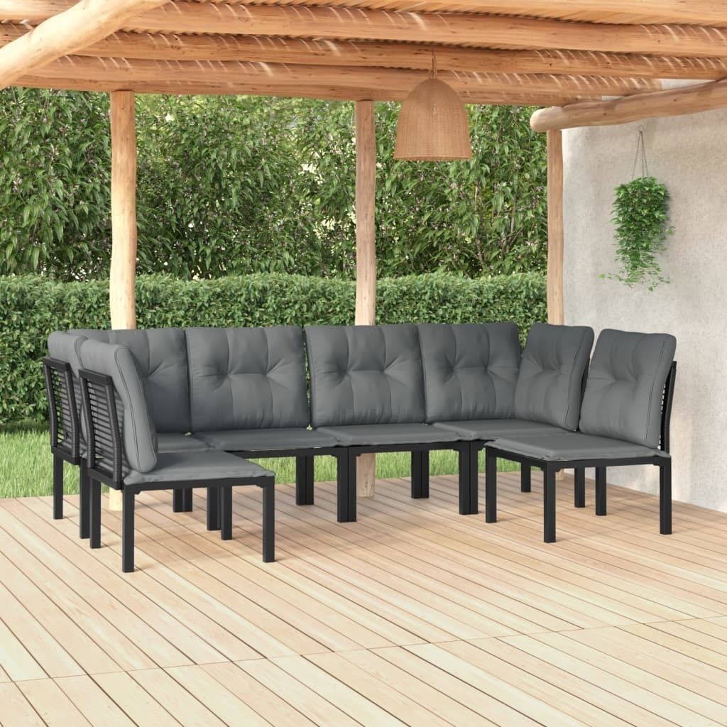 Garden Lounge Set Black and Grey Poly Rattan Price