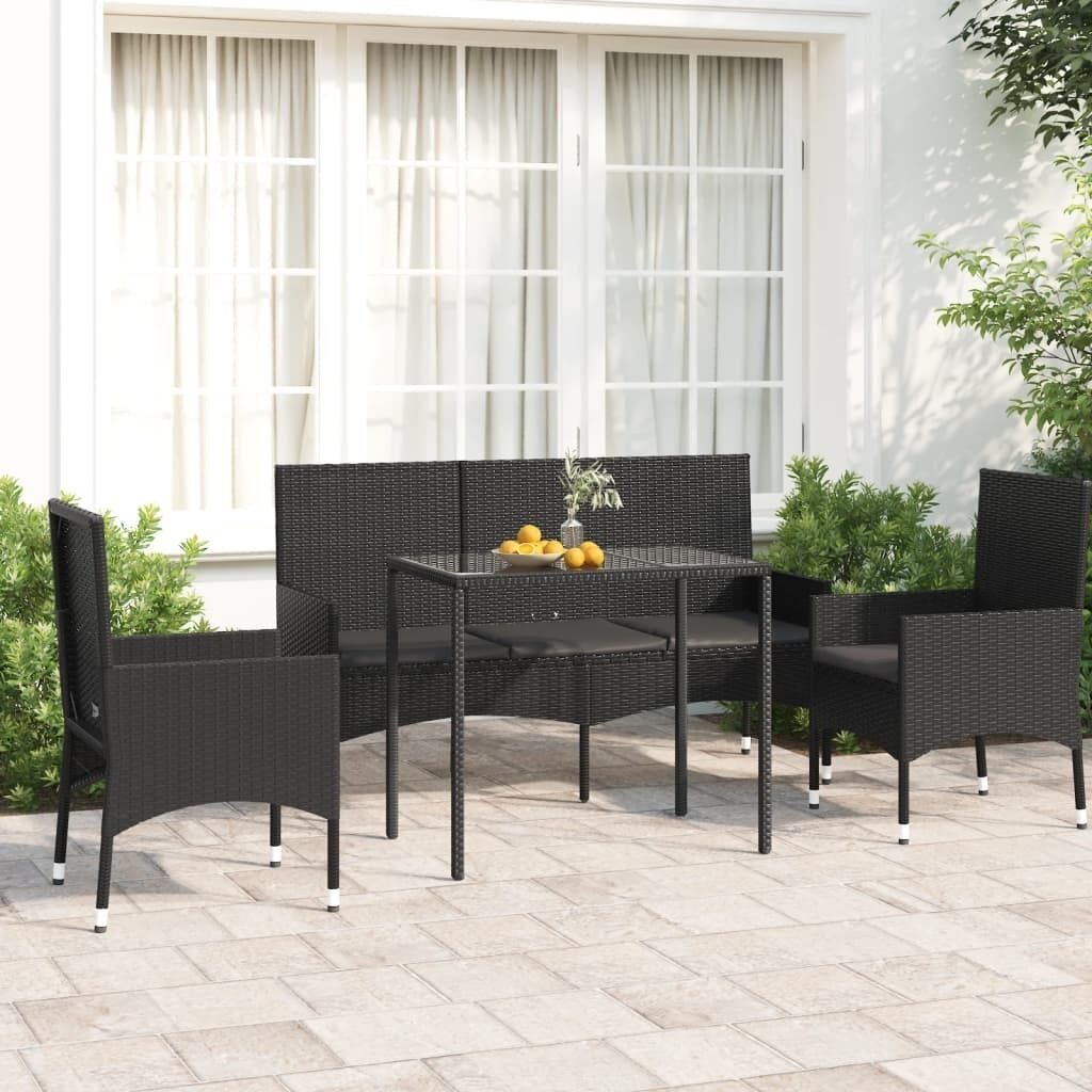 4 Piece Garden Lounge Set with Cushions Poly Rattan Price