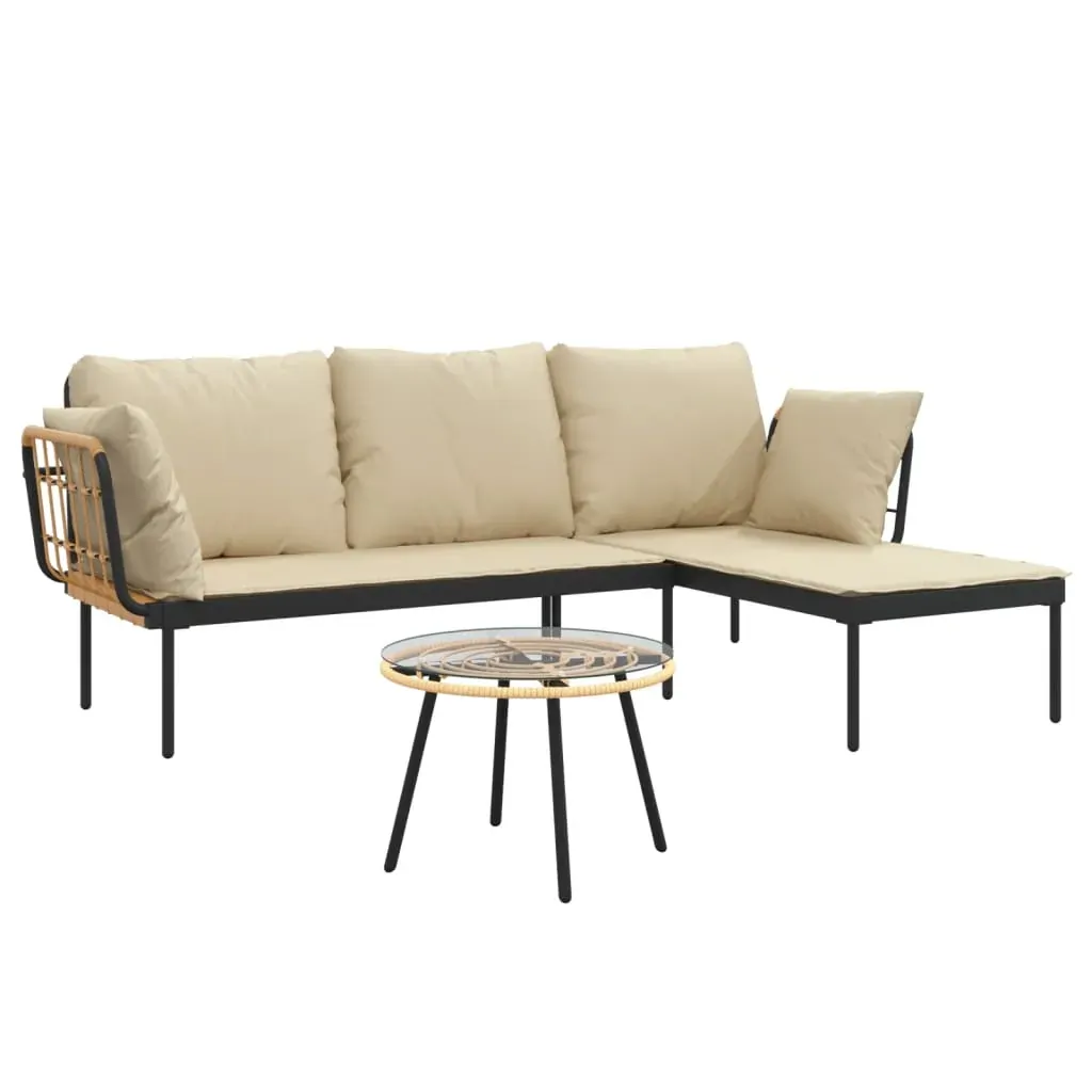 3 Piece Garden Lounge Set with Cushions Poly Rattan Price