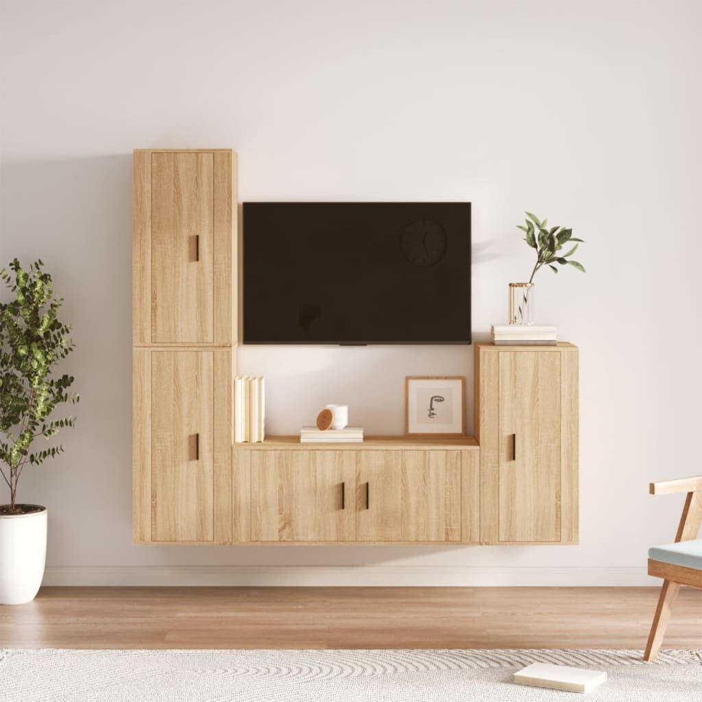 4 Piece TV Cabinet Set Engineered Wood Price