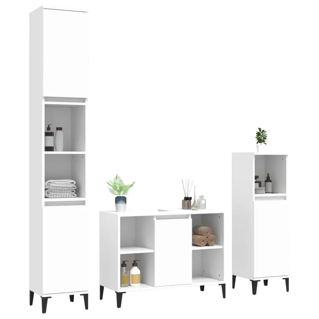 3 Piece Bathroom Furniture Set Engineered Wood Price