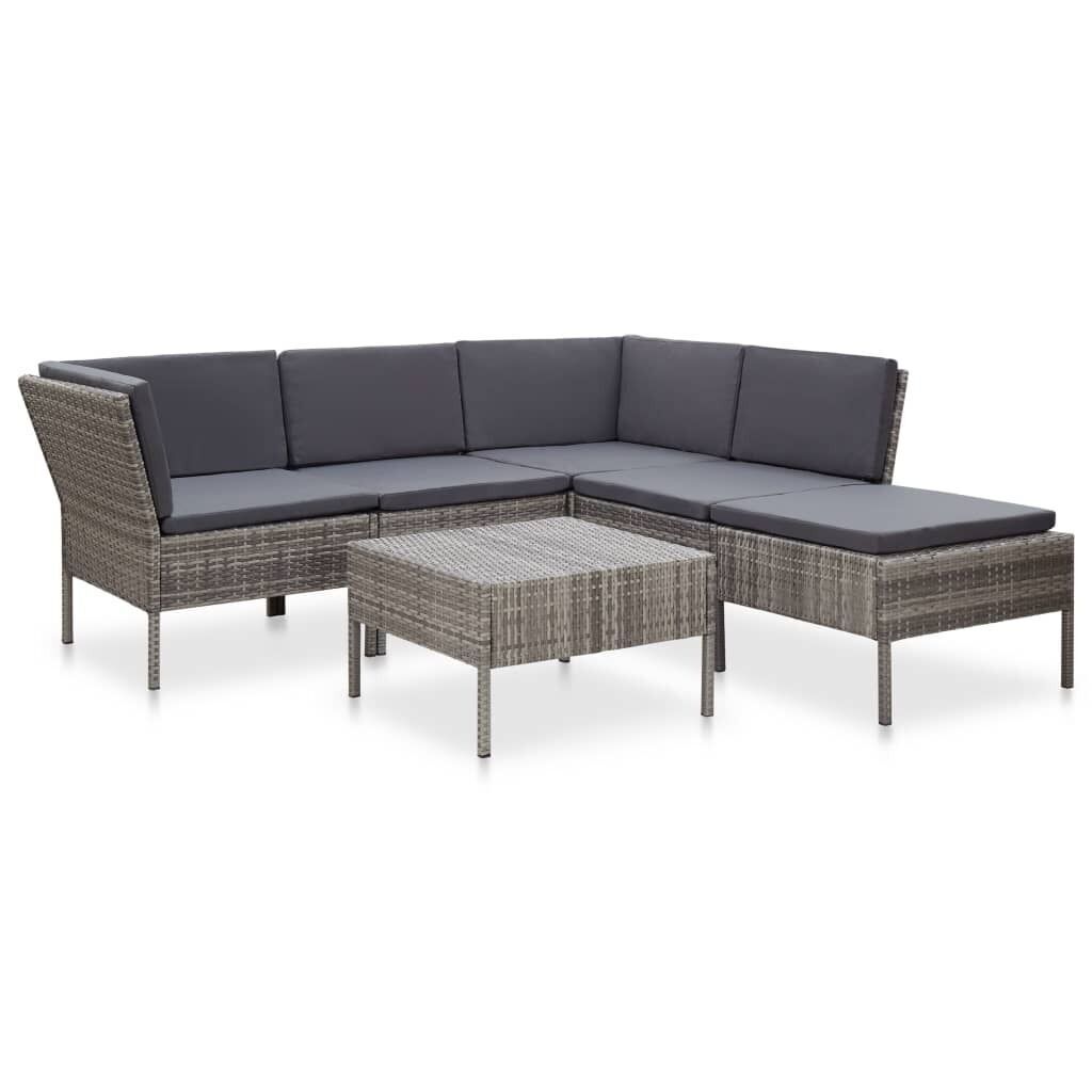 6 Piece Garden Lounge Set with Cushions Poly Rattan Price