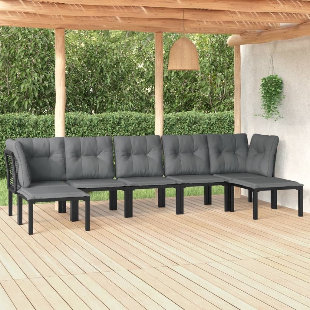 Garden Lounge Set Black and Grey Poly Rattan Price