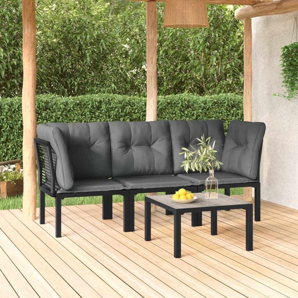 Garden Lounge Set Black and Grey Poly Rattan Price