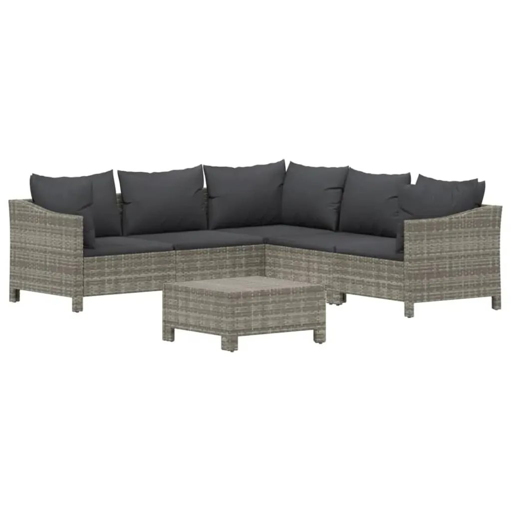 Garden Lounge Set with Cushions Grey Poly Rattan Price