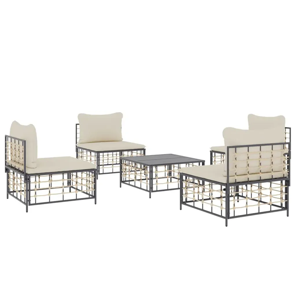 5 Piece Garden Lounge Set With Cushions Anthracite Poly Rattan Price