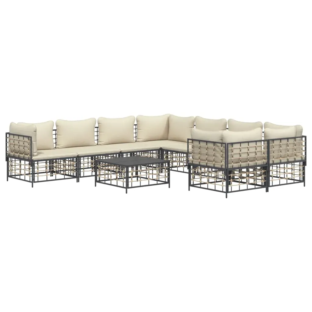 9 Piece Garden Lounge Set With Cushions Anthracite Poly Rattan Price