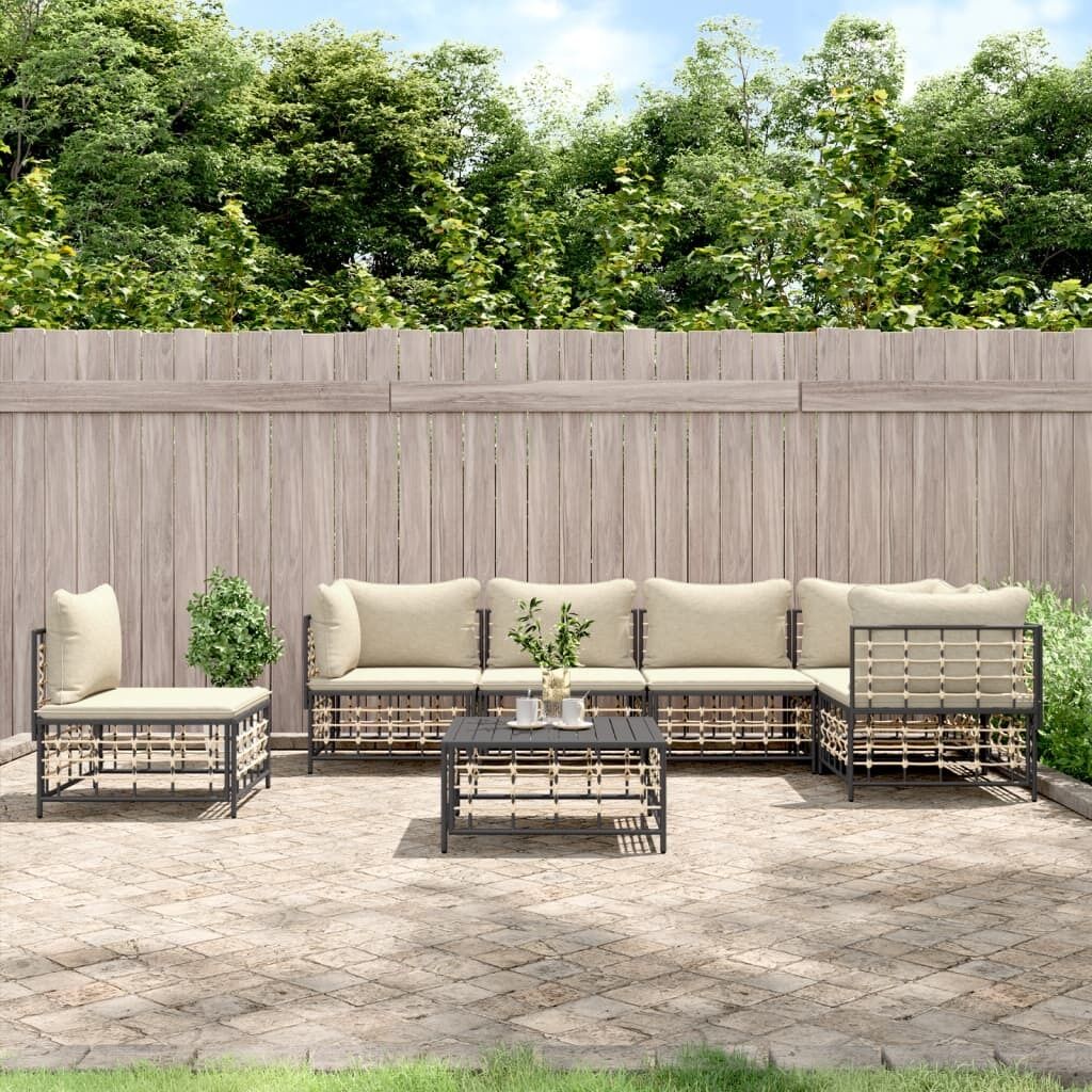 Garden Lounge Set with Cushions Anthracite Poly Rattan Price