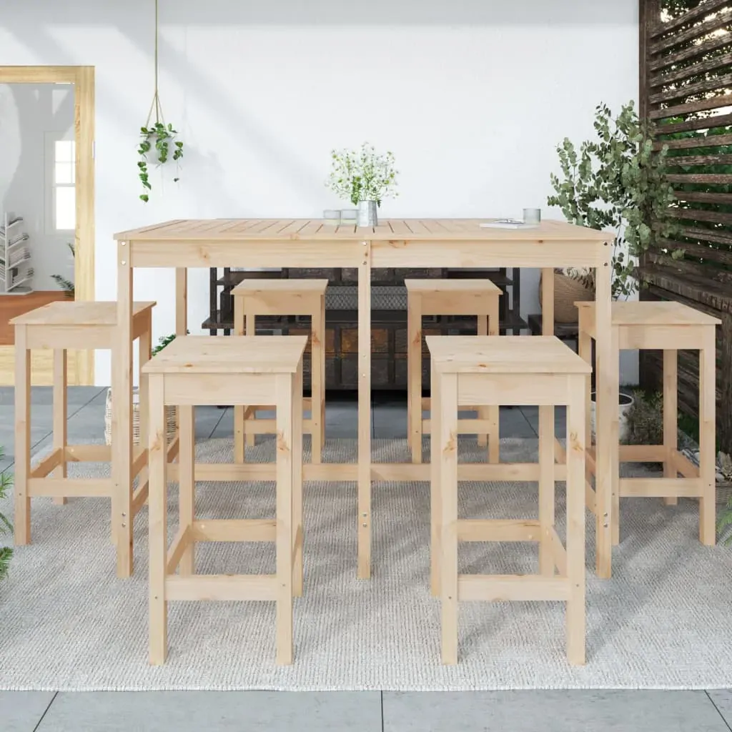 7 Piece Garden Bar Set Solid Pine Wood Price