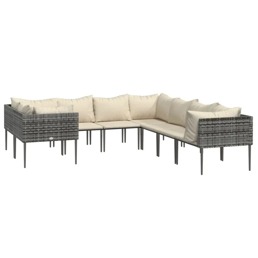Garden Lounge Set with Cushions Grey Poly Rattan Price
