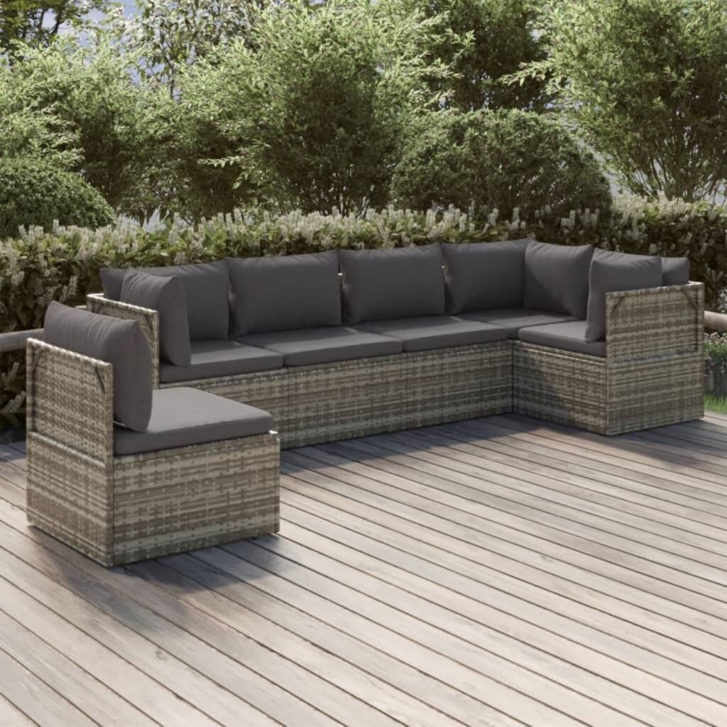Garden Lounge Set with Cushions Grey Poly Rattan Price