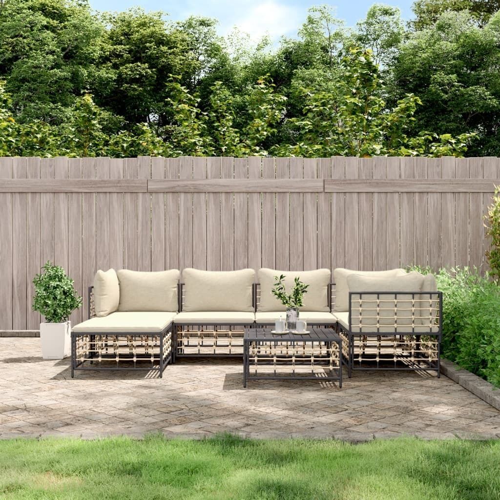Garden Lounge Set with Cushions Anthracite Poly Rattan Price