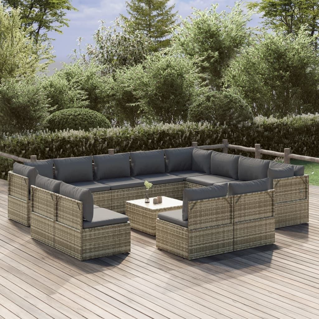 Garden Lounge Set with Cushions Grey Poly Rattan Price