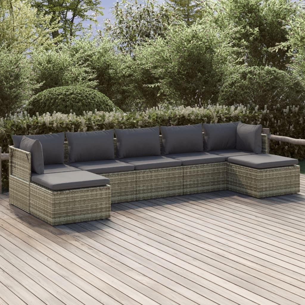 Garden Lounge Set with Cushions Grey Poly Rattan Price