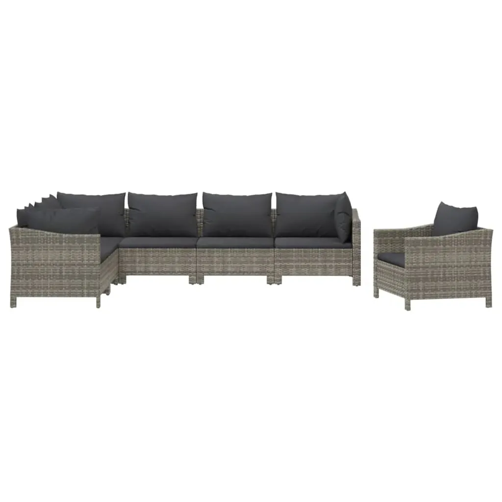 Garden Lounge Set with Cushions Grey Poly Rattan Price