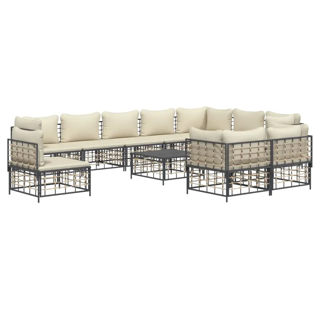 11 Piece Garden Lounge Set With Cushions Anthracite Poly Rattan Price