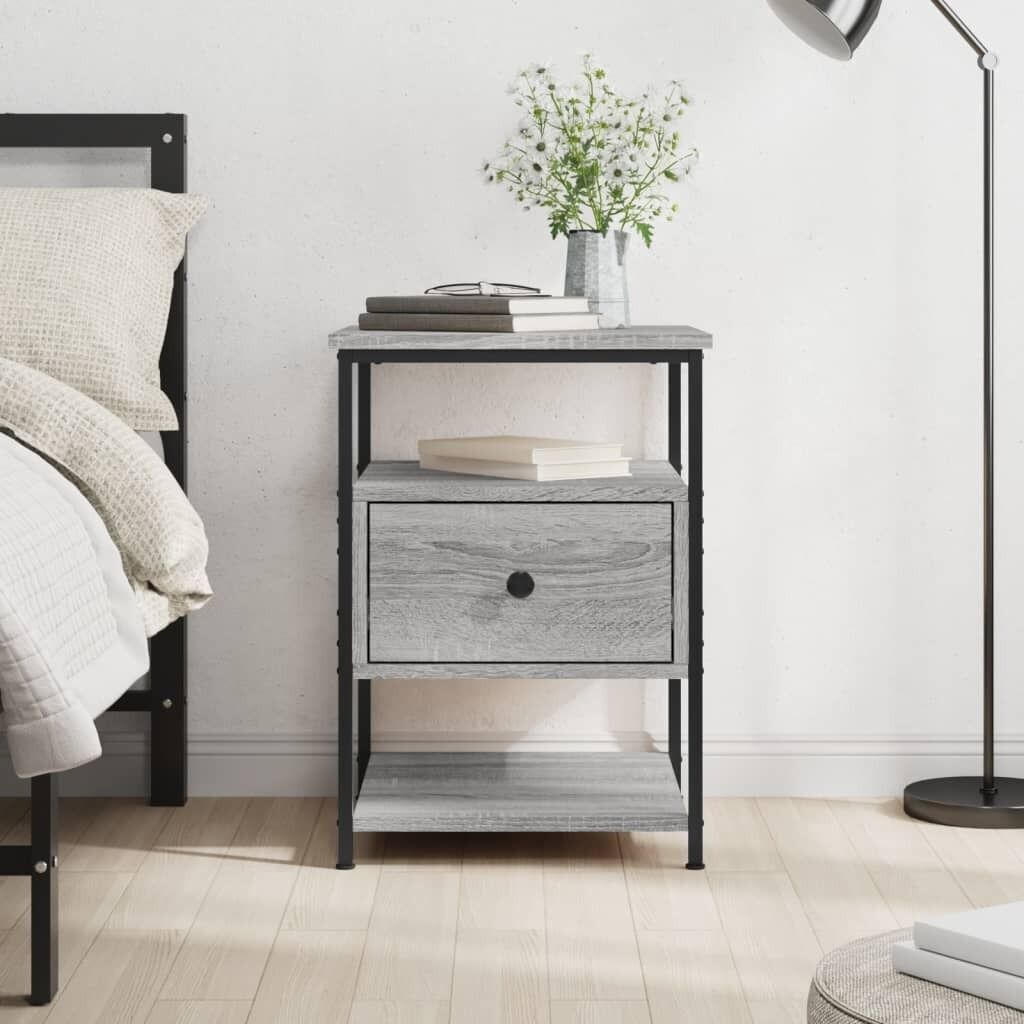 Bedside Cabinet Black 40x42x56 cm Engineered Wood Price
