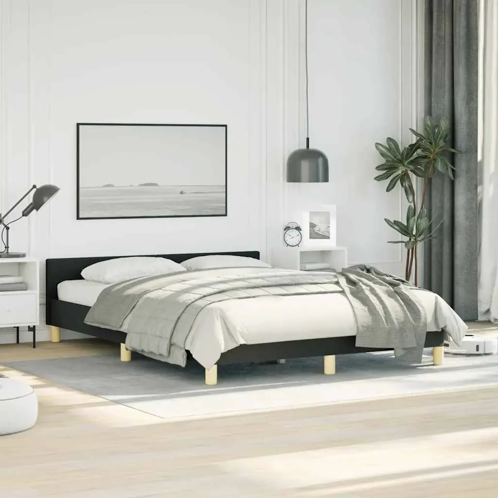 Bed Frame with Headboard Black Fabric Price