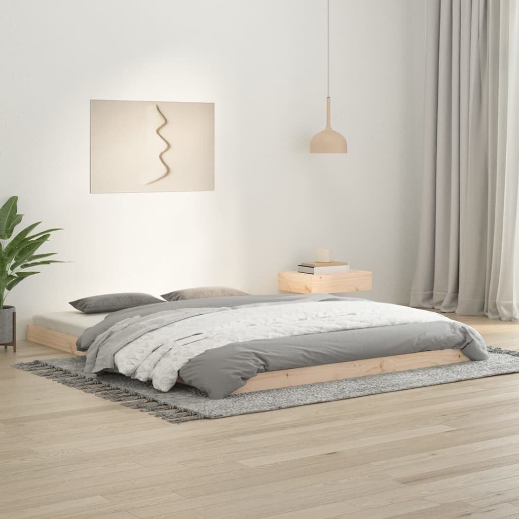 Bed Frame without Mattress White 183x203 cm King Solid Wood Pine Price