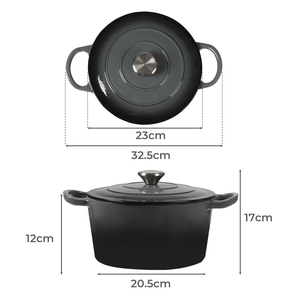 4L Enamel Dutch Oven Pot in Black Colour Price
