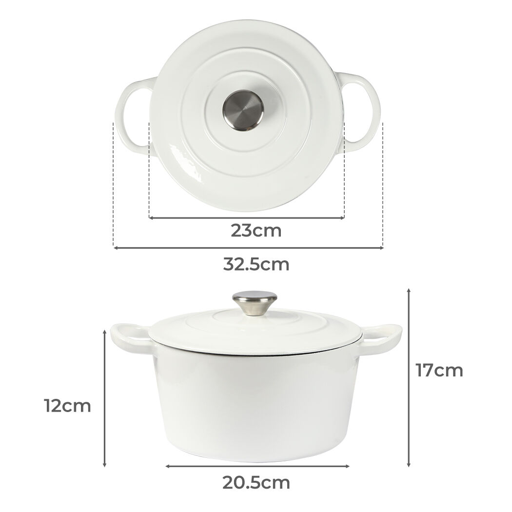 4L Enamel Dutch Oven Pot in White Colour Price