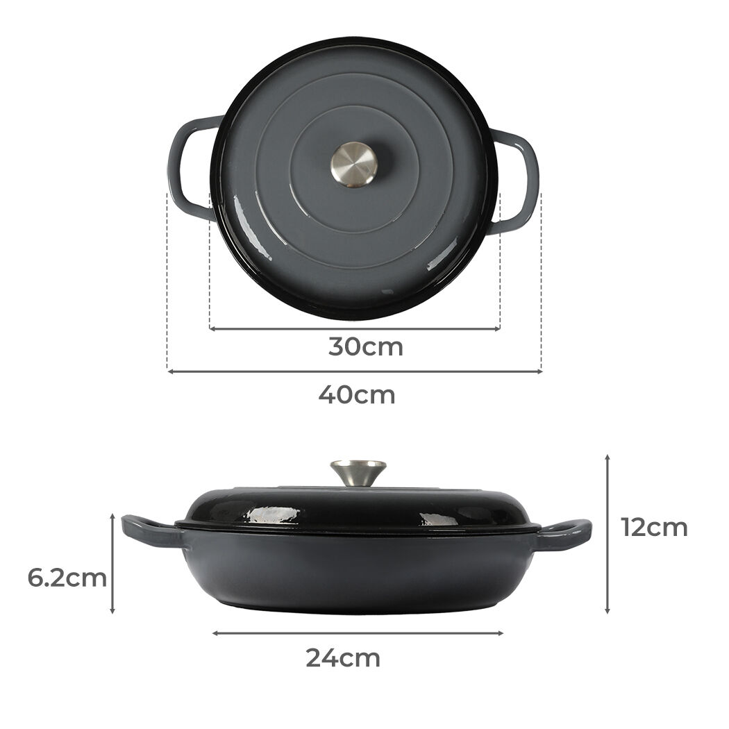 3.5L Enamel Dutch Oven Pan in Black Colour Price