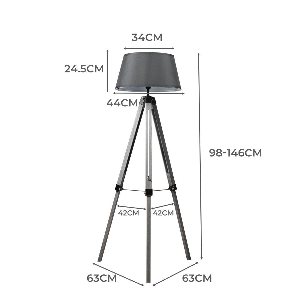 Tripod Wooden Floor Lamp Shaded Grey Price