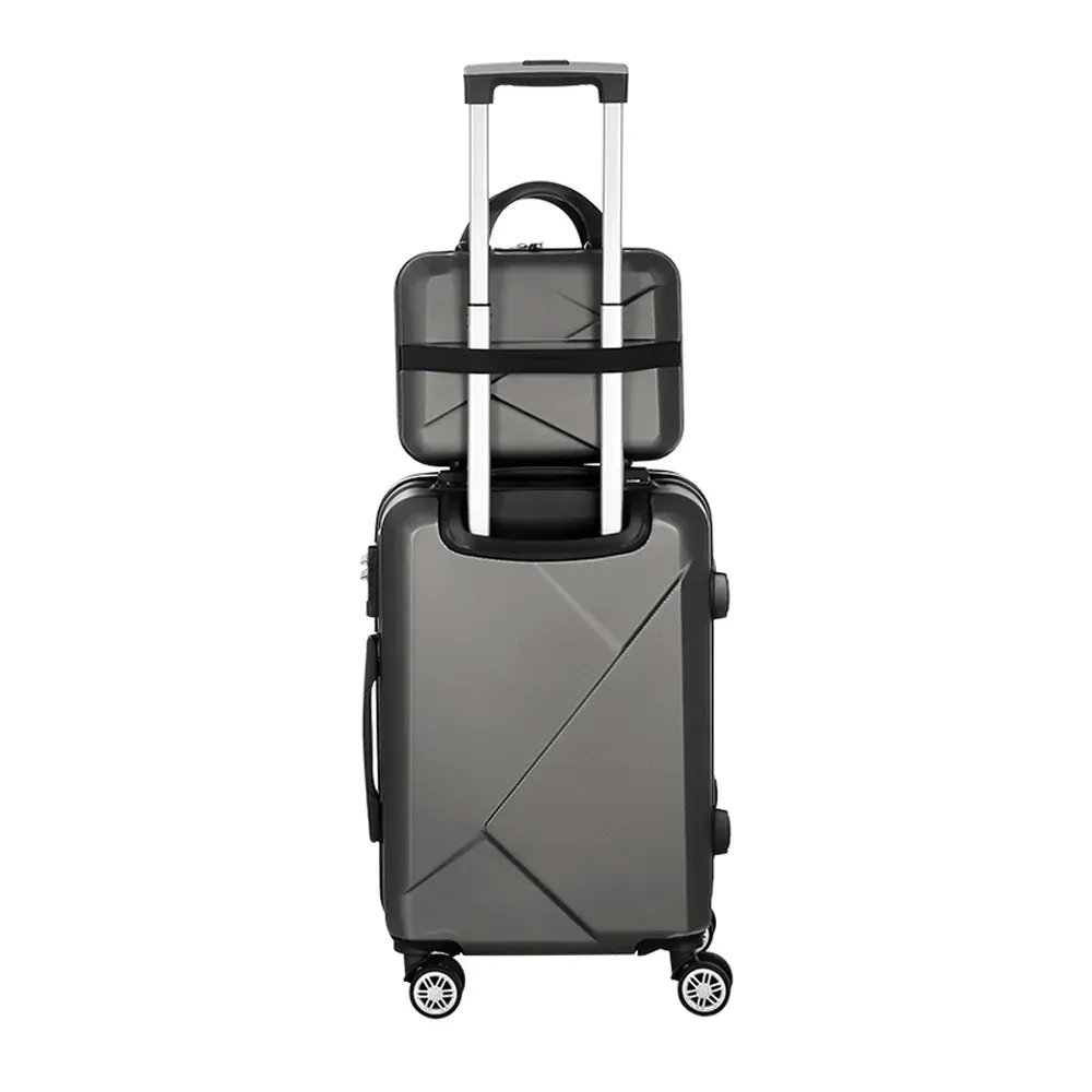 2pc Luggage 12" 20" Trolley Travel Suitcase Storage Carry On TSA Lock Dark Grey Price